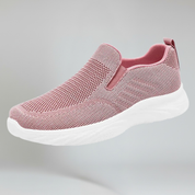 women's pink walking shoes on a plain background